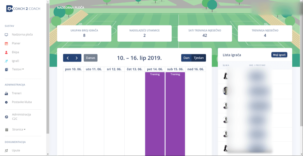 Coach2Coach - platforma za planiranje treninga i praćenje igrača