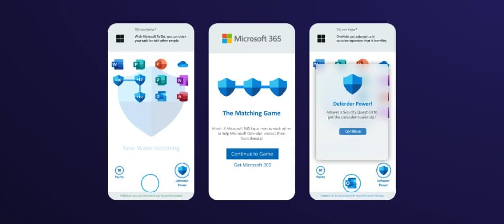 Gamificirana mobilna kampanja za Microsoft Defender