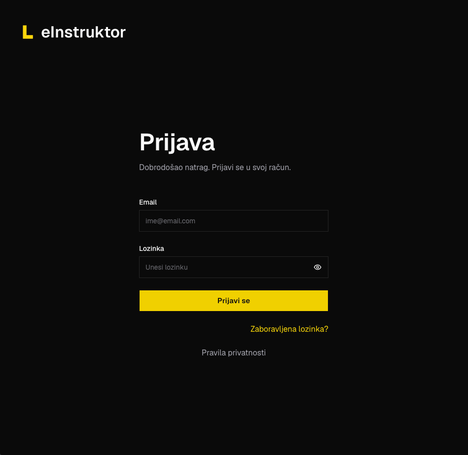 Svi kandidati jednog instruktora, u jednoj aplikaciji