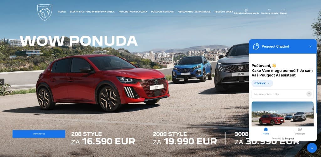 AI chat asistent za Peugeot Hrvatska